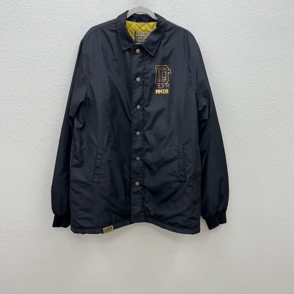 Dixxon Flannel Company MMXIII Black Gold Crest Tech Quilted Jacket Mens XL Tall